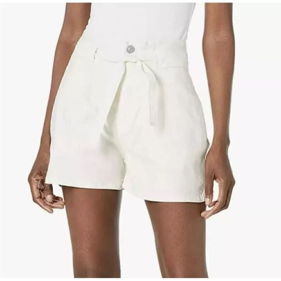 NWOT HUDSON JEANS Paperbag High Waisted Short Linen Twill in Egret Size 30 - Picture 1 of 10